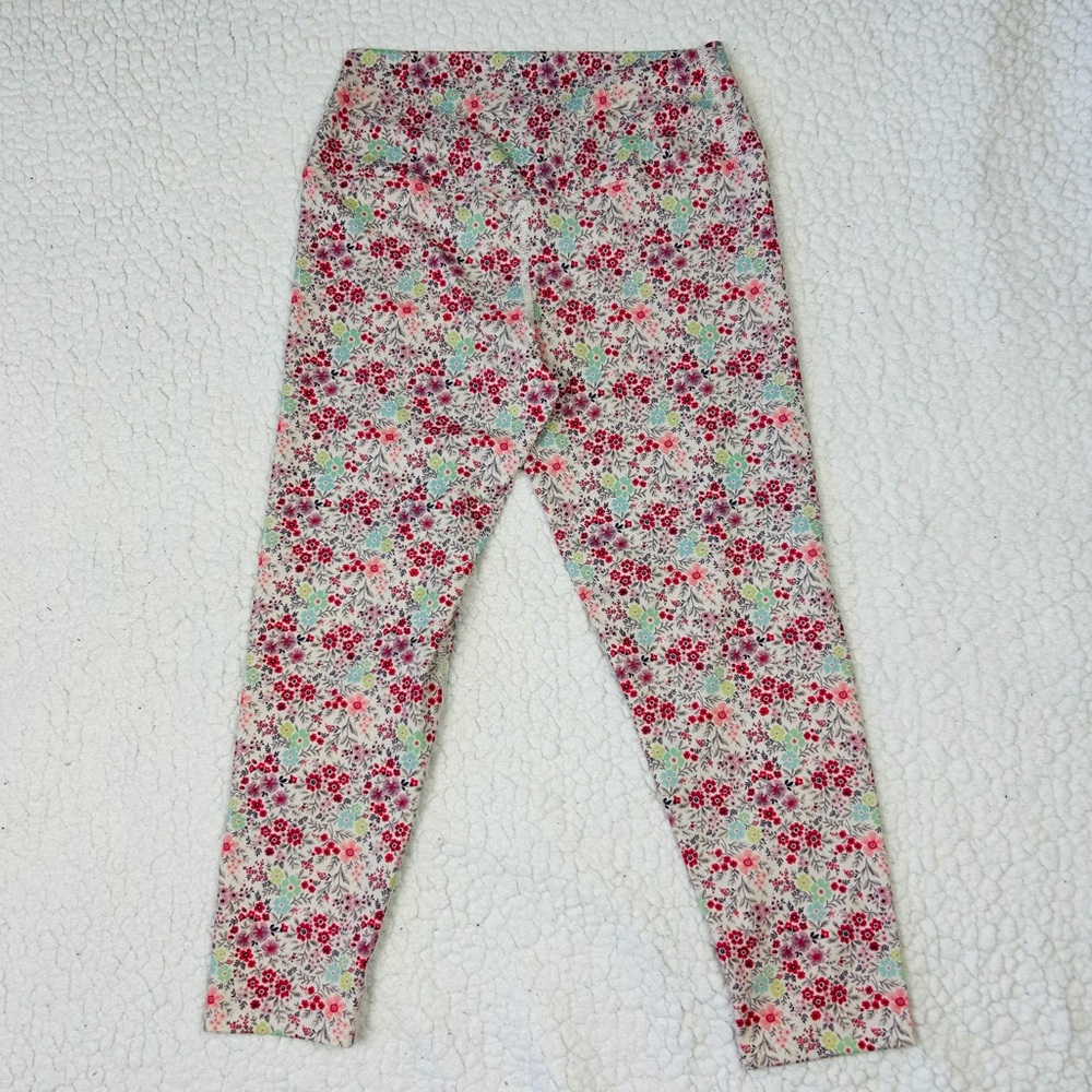 EVOLUTION AND CREATION Legging Women's Size M Red Beige Floral Print Yoga Pants